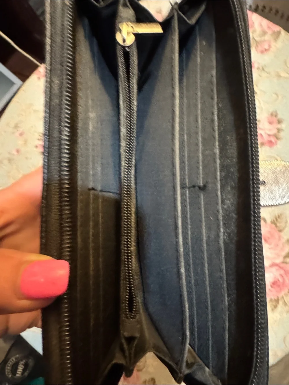 Embroidered Teal and Black Wristlet Crossbody Wallet